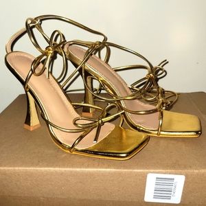 Gold BowTie Sandal Heels